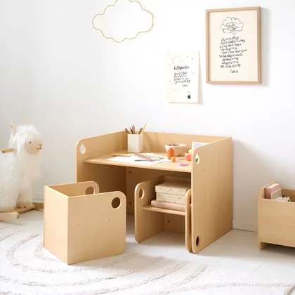 Wooden children's table and chair