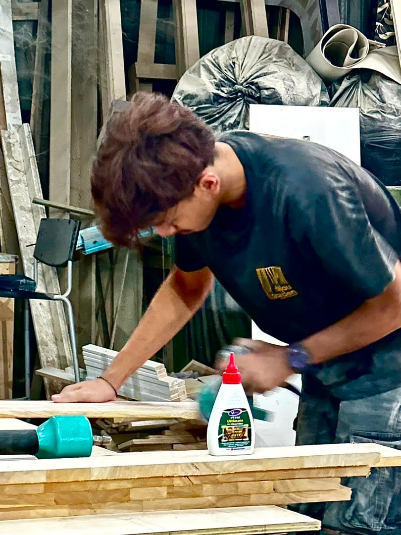 Hijau Garden carpenter working on a custom wood project