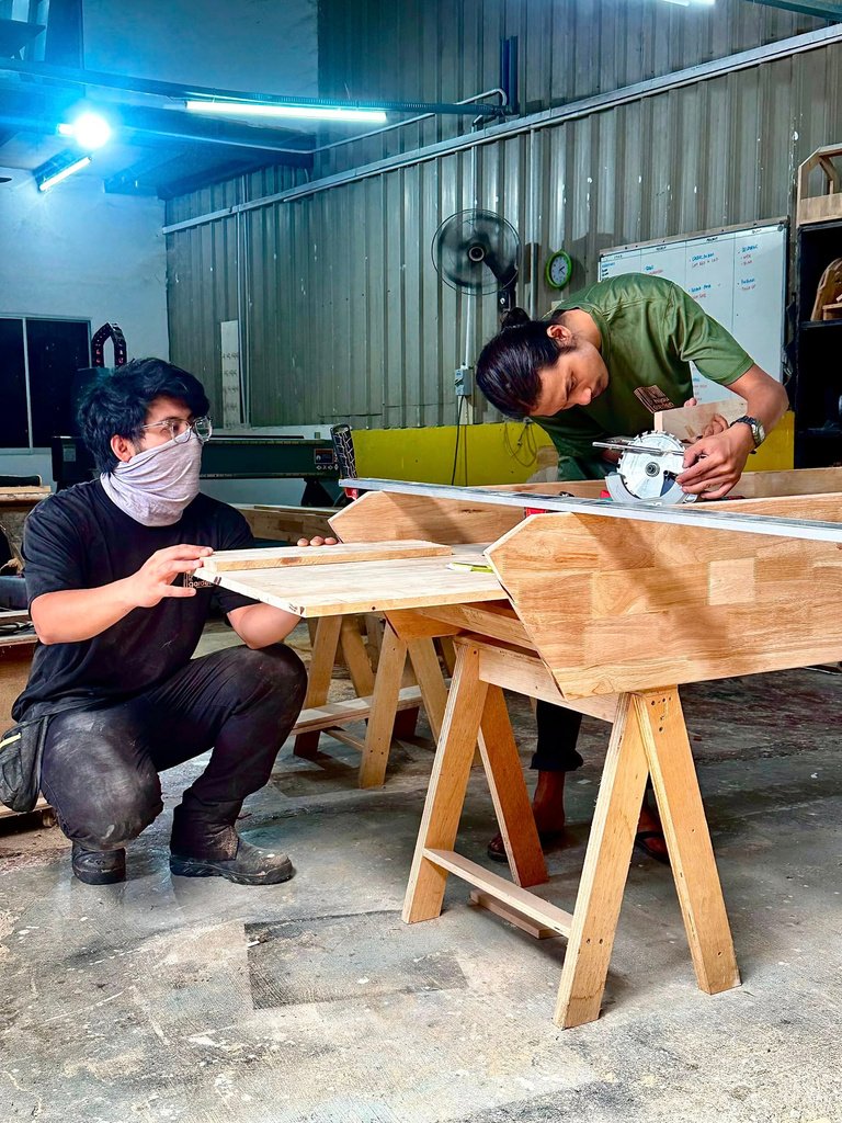 Hijau Garden carpenter making furniture in the workshop